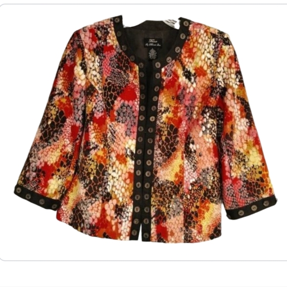 TRENZ by Theresa Renz Silk Blend animal Blazer, Size M - Picture 1 of 6